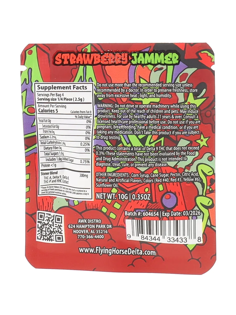 Strawberry Jammer Flying Horse Stoner Blend Infused Gummies 1200MG - Image 2